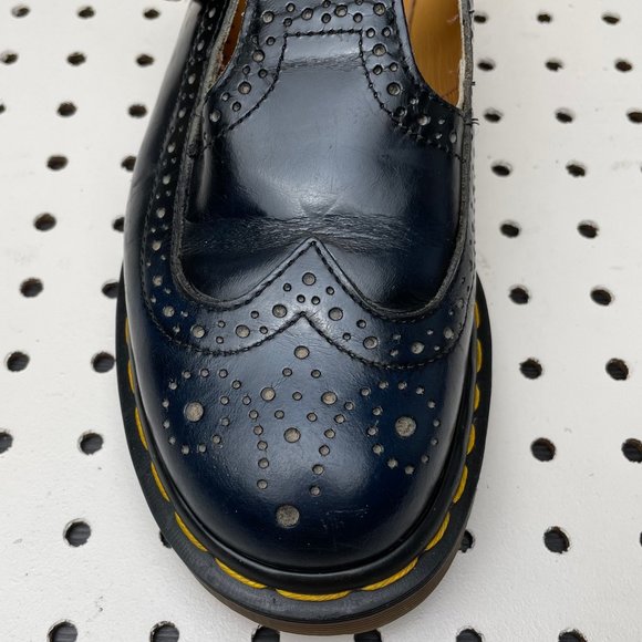 Vintage Dr. Martens Doc England Navy Blue Black Wingtip Mary Janes Sandals UK 6 - Picture 7 of 15